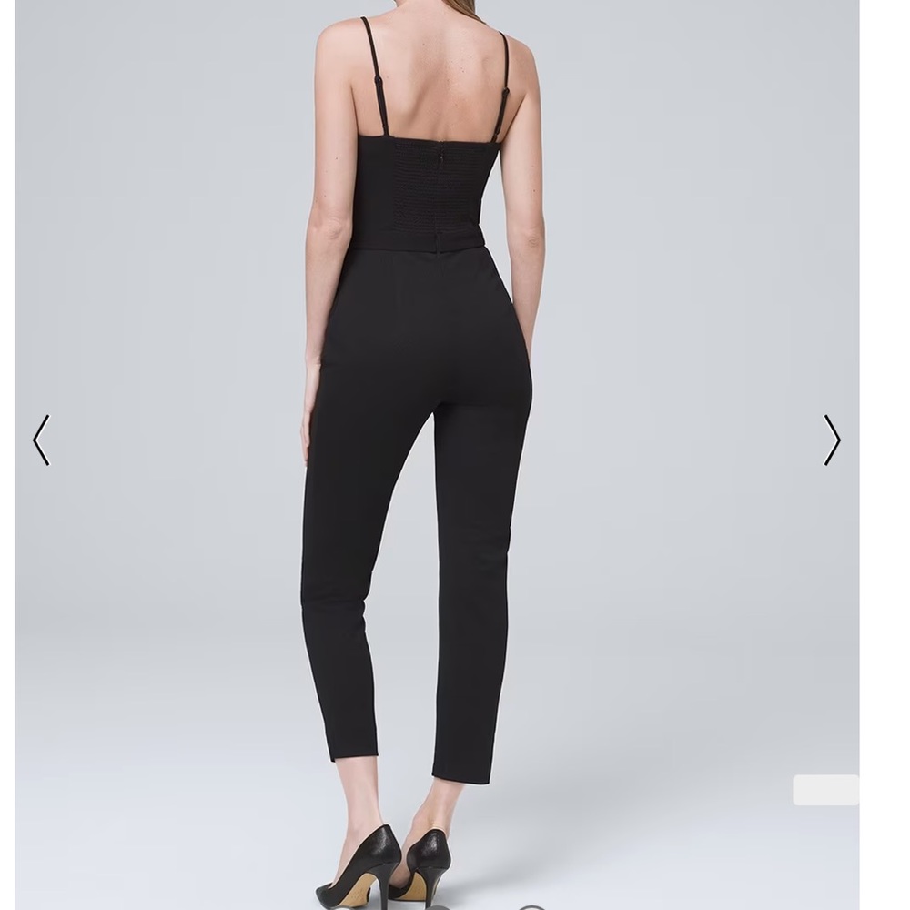 WHBM Sweetheart Jumpsuit Black Straight Leg Ankle Length Sz 10 NWT - Picture 2 of 14